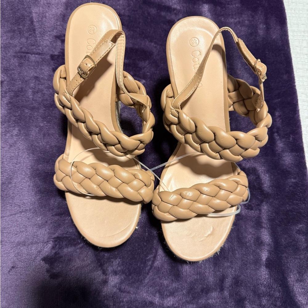 Coutgo Women's Braided Espadrille Platform Wedge never worn